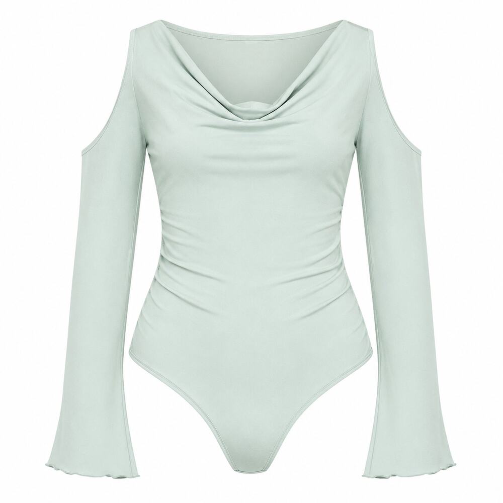 Fashion Nova - Sage Cold Shoulder 'Impress Me' Cowl Neck Bodysuit - Sz XXL